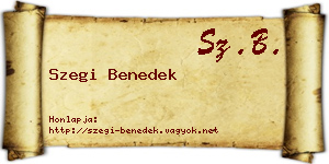 Szegi Benedek névjegykártya
